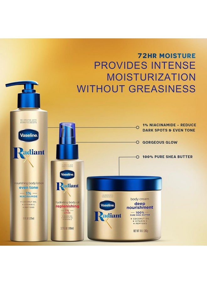 Vaseline Vaseline Radiant X Skin Care Set - Even Tone Nourishing Body Lotion with 1% Niacinamide + Deep Nourishment Body Cream with Shea Butter & Vitamin C (2 Piece Set)  - Image 3