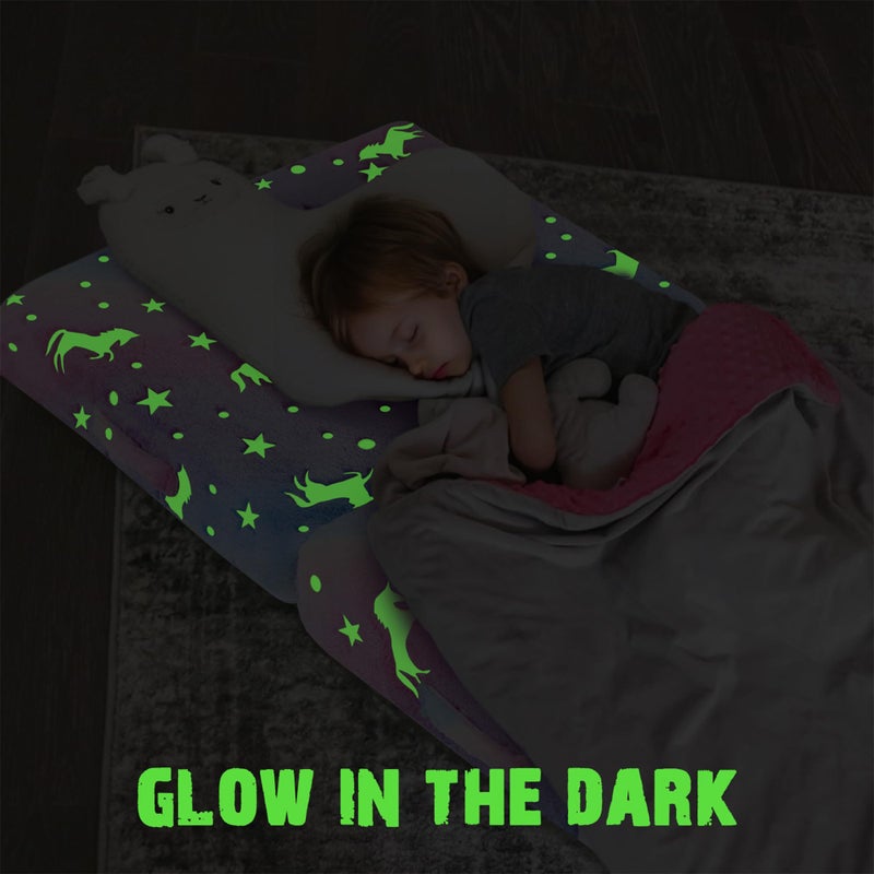 MeMoreCool Foldable Floor Cushion for Kids, Glow Star Trifold Play Mat, Portable Floor Lounger Seat Pad, 57x22 Inch Colorful - Image 3