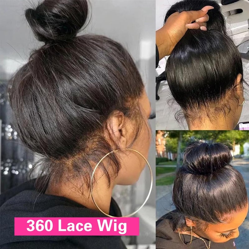 sdamey 360 Straight Lace Front Wigs Human Hair HD Transparant Full Lace Wigs For Women 200 Density Wigs Human Hair Pre Plucked With Baby Hair 12A Brazilian Virgin Hair Natural Color 20inch - Image 2
