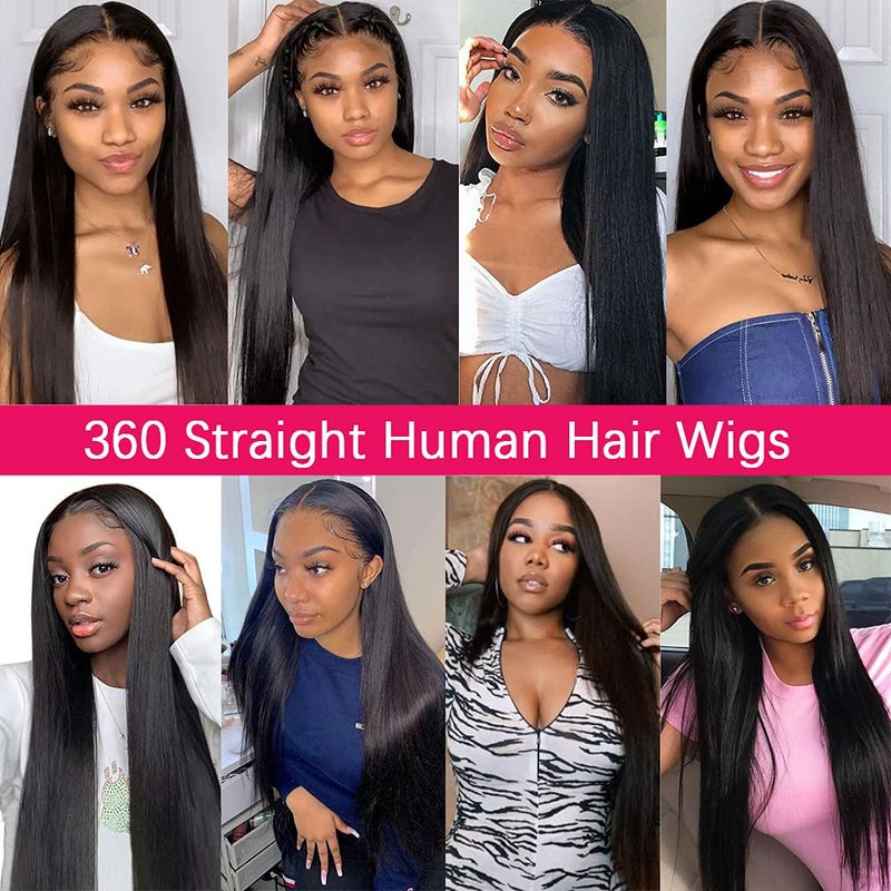 sdamey 360 Straight Lace Front Wigs Human Hair HD Transparant Full Lace Wigs For Women 200 Density Wigs Human Hair Pre Plucked With Baby Hair 12A Brazilian Virgin Hair Natural Color 20inch - Image 5