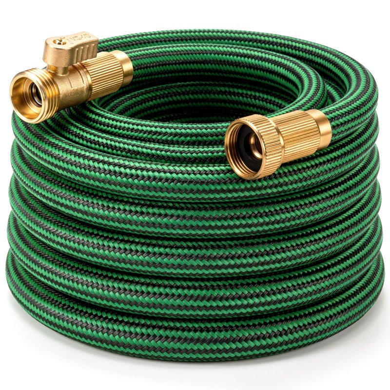 EOOIO Garden Hose 25 ft NON-EXPANDABLE Water Hose, Flexible & Lightweight Kink Resistant Hybrid Hose, Leak-Proof Heavy Duty, Super Durable Fabric with 3/4" Solid Brass Connectors - Image 1