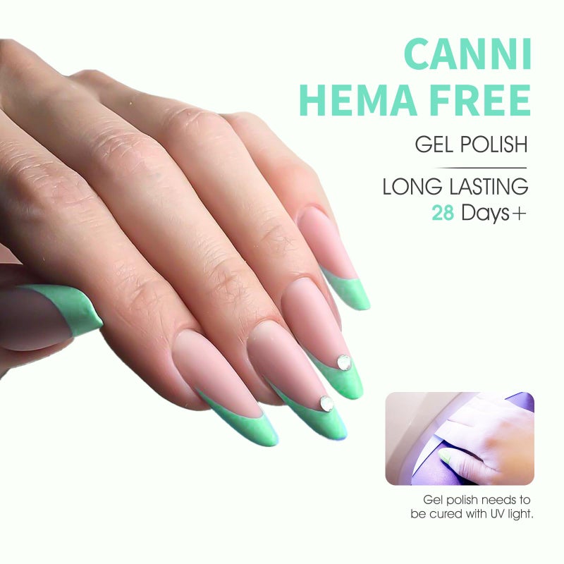 CANNI Pastel Green Gel Nail Polish, 1Pcs Sage Light Green Gel Polish Lime Mint Color High Gloss Soak Off U V Nail Manicure Salon DIY - Image 3