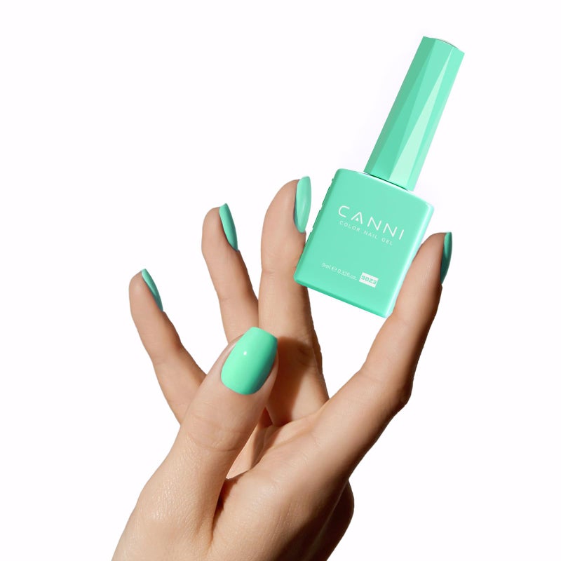 CANNI Pastel Green Gel Nail Polish, 1Pcs Sage Light Green Gel Polish Lime Mint Color High Gloss Soak Off U V Nail Manicure Salon DIY - Image 5