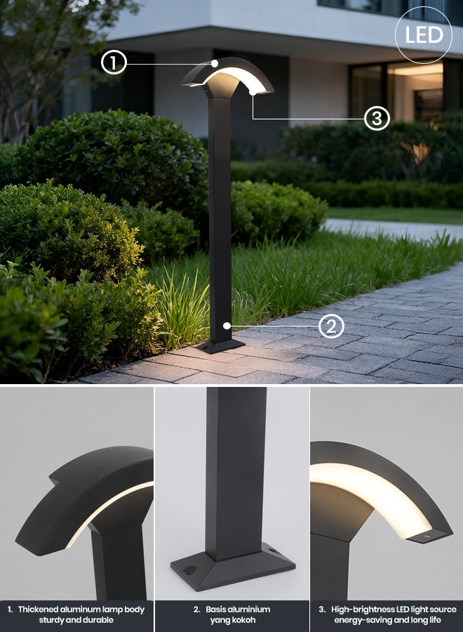 YATAI LIGHTING ضوء عمود خارجي LED أسود، 80 سم، مصباح طريق مستطيل حديث 12 واط، إضاءة حديقة مقاومة للماء IP65 للفيلات والحدائق والممرات والمداخل، 3000 كلفن دافئ - Image 5