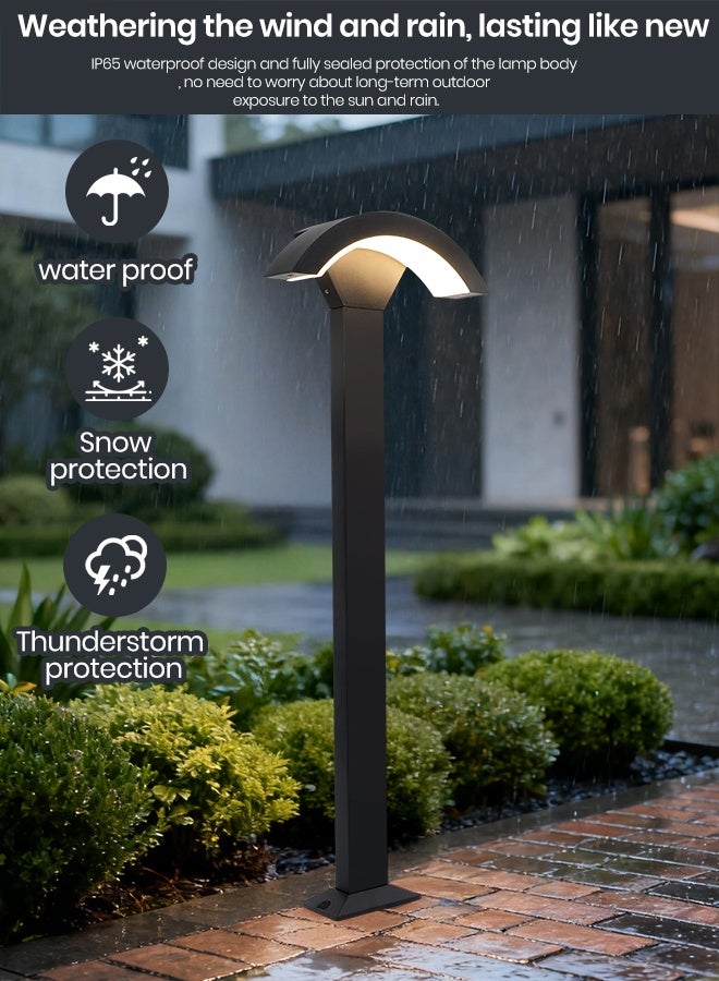 YATAI LIGHTING ضوء عمود خارجي LED أسود، 80 سم، مصباح طريق مستطيل حديث 12 واط، إضاءة حديقة مقاومة للماء IP65 للفيلات والحدائق والممرات والمداخل، 3000 كلفن دافئ - Image 4