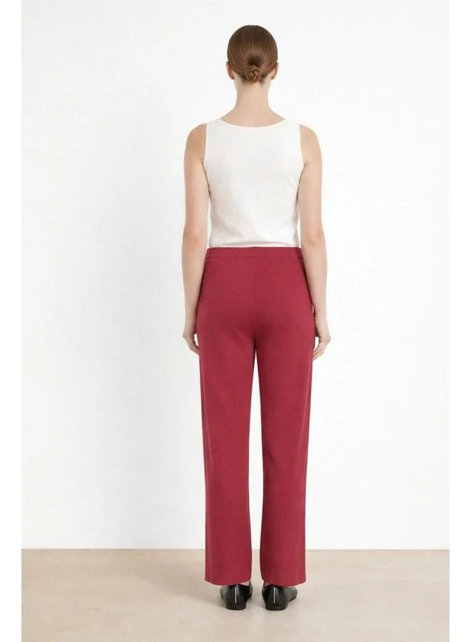 Mısırlı 1951 Mauve Ribbed Wide-Leg Women's Pants.