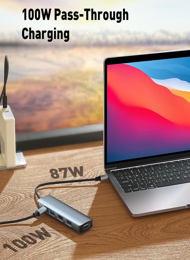 REBORN USB C Hub 5-in-1 for Laptops, 4K HDMI Multiport Adapter with 100W Power Delivery, USBC & USBA Data Ports USB C Dongle for MacBook Pro/Air, iPad Pro, iMac, iPhone 15 Pro/Pro Max, XPS, Thinkpad - Image 3