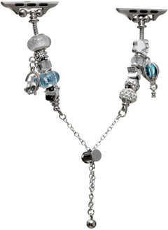 Metal Strap With Pendants For Smart Watches 42,44,45,49Mm,Silver&Turquoise,Mms-129