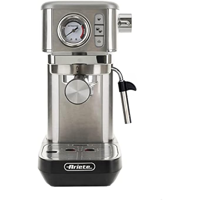 Ariete Pump Espresso Coffee Machine 1300W 15 Bar Auto ShutOff Anti Drip System Maxi Cappuccino Maker Ground Coffee And Ese Pods Compatible For Home And Office  Silver Art1381 - Image 1