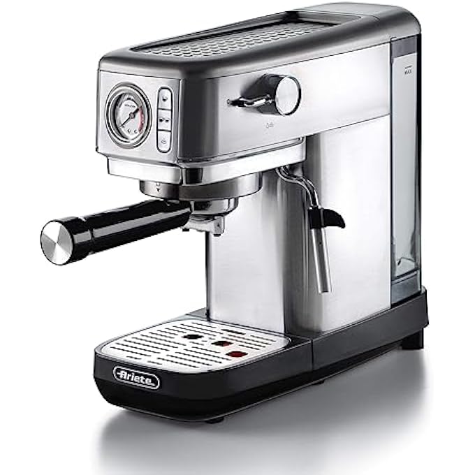 Ariete Pump Espresso Coffee Machine 1300W 15 Bar Auto ShutOff Anti Drip System Maxi Cappuccino Maker Ground Coffee And Ese Pods Compatible For Home And Office  Silver Art1381 - Image 4