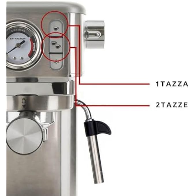 Ariete Pump Espresso Coffee Machine 1300W 15 Bar Auto ShutOff Anti Drip System Maxi Cappuccino Maker Ground Coffee And Ese Pods Compatible For Home And Office  Silver Art1381 - Image 5