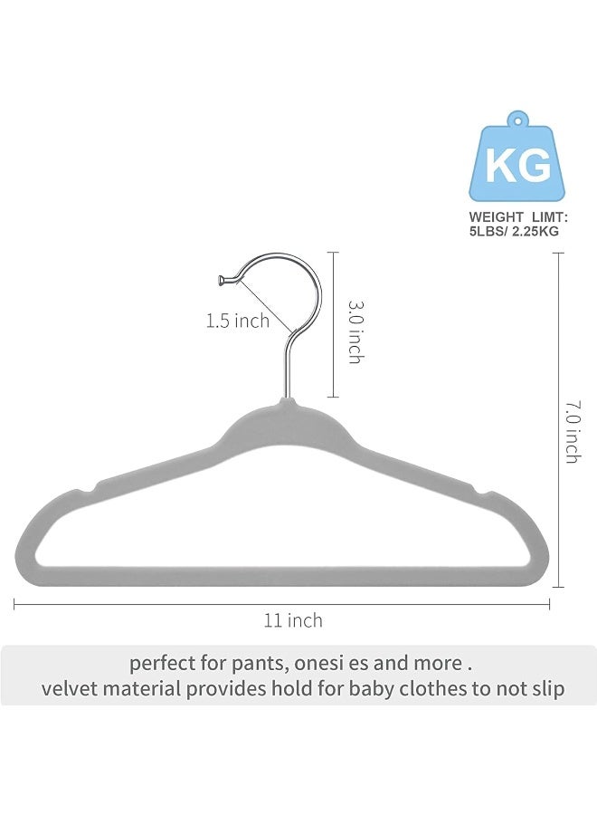 Red Dot Gift 10-Pack Baby Velvet Hangers - Nursery Clothes Hangers Non Slip Toddler Hangers, 360 Chrome Swivel Hook (Grey, 28 cm) - Image 2