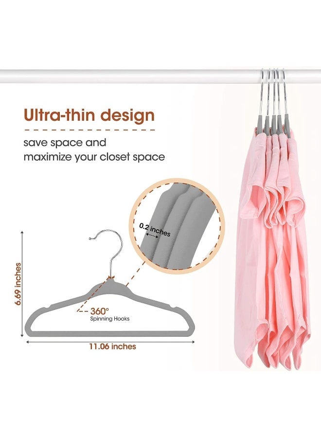 Red Dot Gift 10-Pack Baby Velvet Hangers - Nursery Clothes Hangers Non Slip Toddler Hangers, 360 Chrome Swivel Hook (Grey, 28 cm) - Image 5