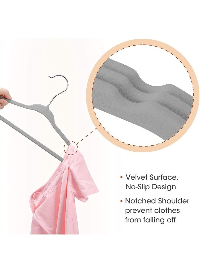 Red Dot Gift 10-Pack Baby Velvet Hangers - Nursery Clothes Hangers Non Slip Toddler Hangers, 360 Chrome Swivel Hook (Grey, 28 cm) - Image 4