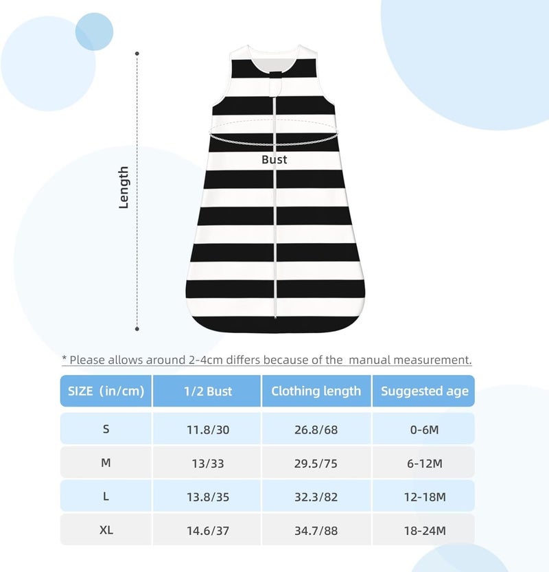 Vintage Classic Black & White Stripes Baby Wearable Blanket Infant Boys Girls Sleeping Bags for Newborn Medium - Image 5