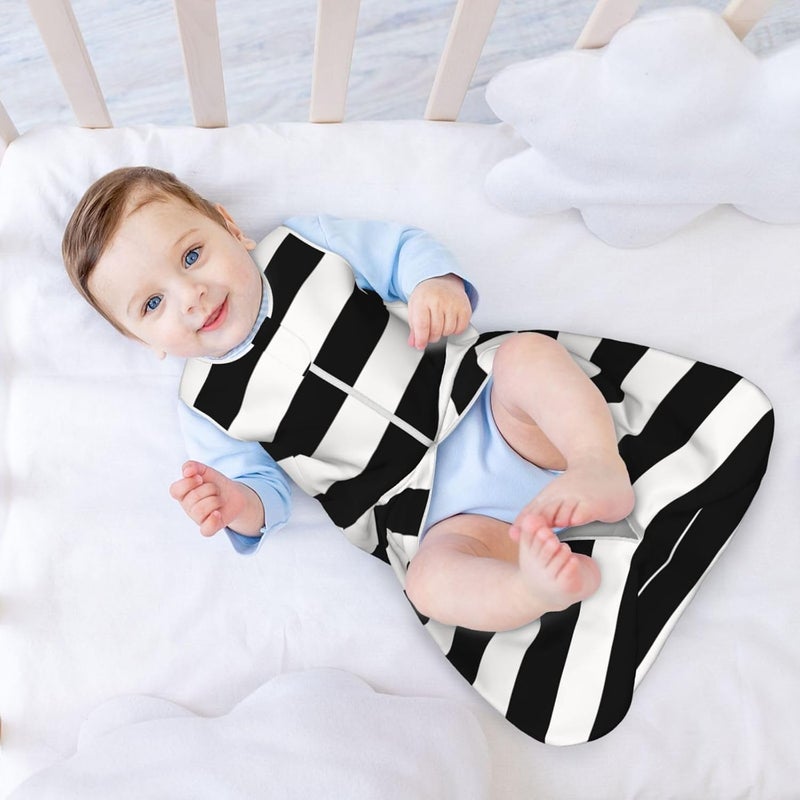 Vintage Classic Black & White Stripes Baby Wearable Blanket Infant Boys Girls Sleeping Bags for Newborn Medium - Image 3
