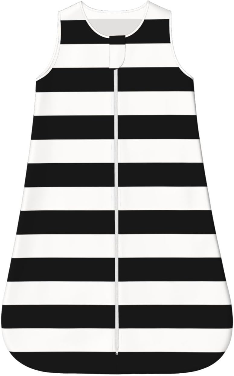 Vintage Classic Black & White Stripes Baby Wearable Blanket Infant Boys Girls Sleeping Bags for Newborn Medium - Image 1