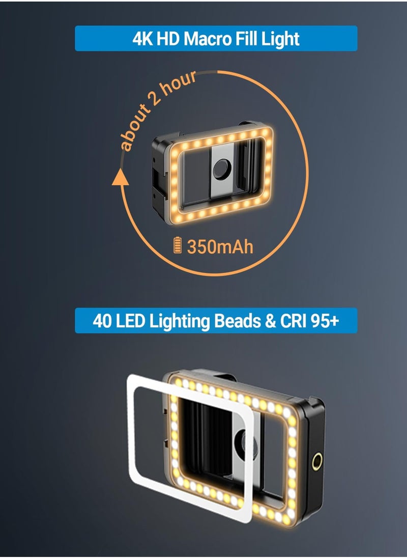 آبيكسل - عدسة ماكرو 100مم مع إضاءة LED لهواتف آيفون/سامسونج/أندرويد - تكبير 10X بدقة عالية، 3 أوضاع ألوان، حوّل هاتفك إلى كاميرا احترافية، تصميم ملحق قابل للتركيب - Image 1