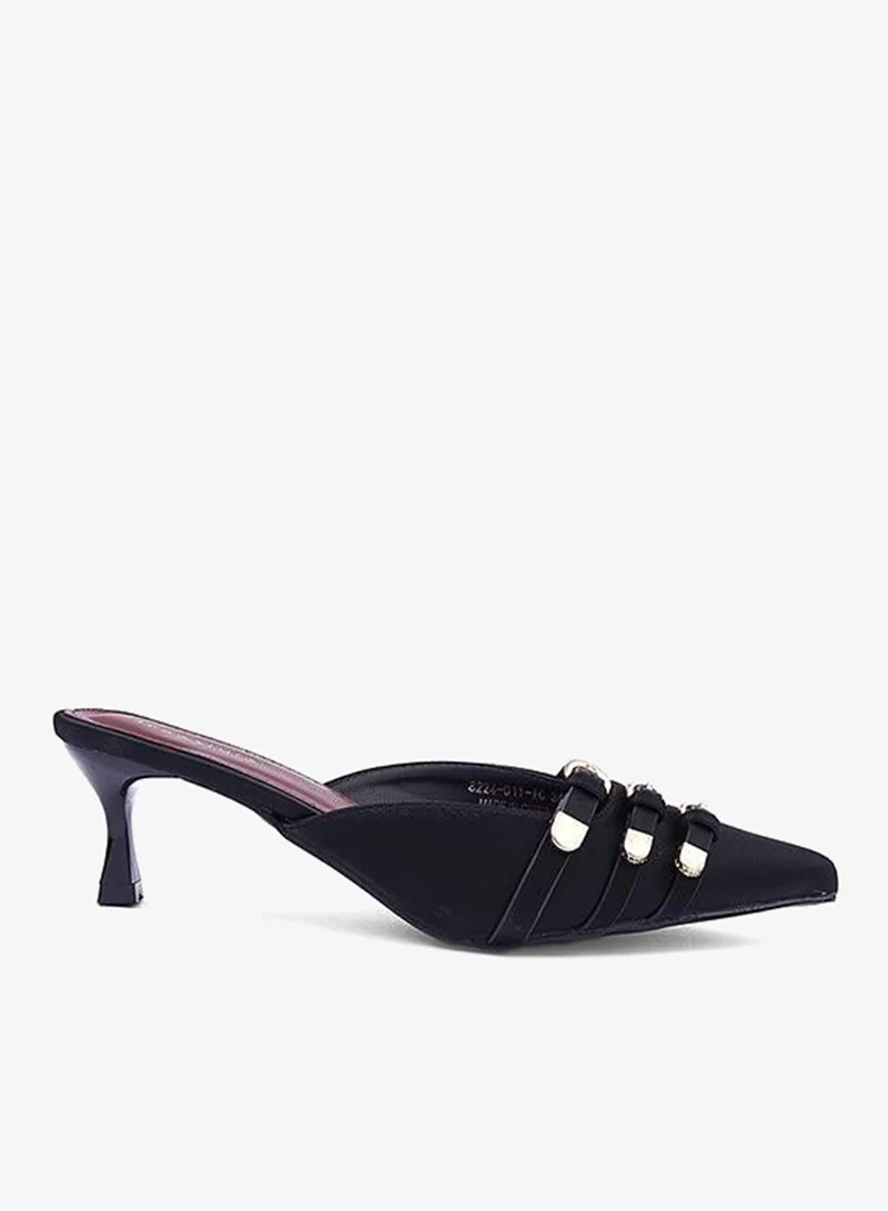 IconStyle Womens metal buckled heeled mules