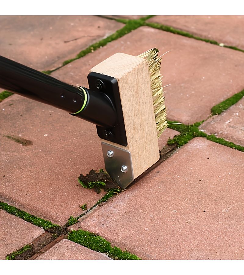 59 Inch 2 In 1 Long Handle Weed Removal Brush Crevice Weeder Wire Brush Scraper For Roof Patio Driveway Masonry Cleaning - Image 3