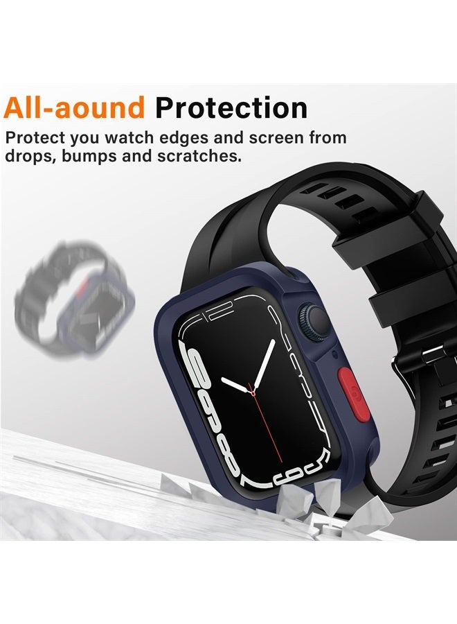 Amizee Rugged Case Compatible with Apple Watch Case Series 8/7 45mm Series 6/SE/5/4 44mm, Soft TPU Shockproof Bumper Drop Proof Protective Cover Compatible with iWatch - Blue - Image 2