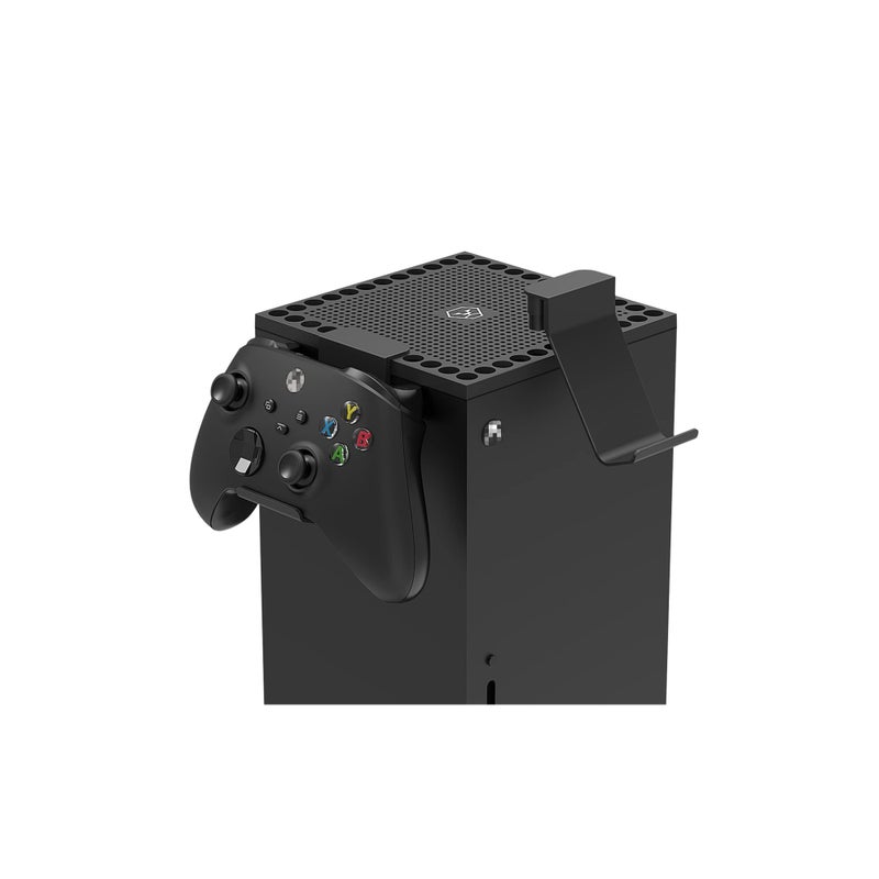 SOLARAE Dust Cover Controller Mount Compatible for Xbox Series X - 2 in 1 Game Accessories with Dust Filter Cover Compatible for XSX Console and 2 Holder Hanger Stand for Series X Controller & Game Headset - Image 1