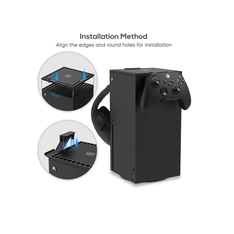 SOLARAE Dust Cover Controller Mount Compatible for Xbox Series X - 2 in 1 Game Accessories with Dust Filter Cover Compatible for XSX Console and 2 Holder Hanger Stand for Series X Controller & Game Headset - Image 5