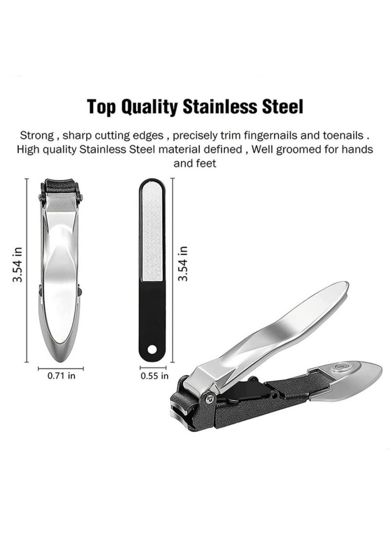 Nail Clippers with Catcher for Thick Nails Large Fingernail and Toenail Clipper Trimmer Professional Nail Cutter for Easy Trimming and Shaping Complete Travel Nail Care Kit Included