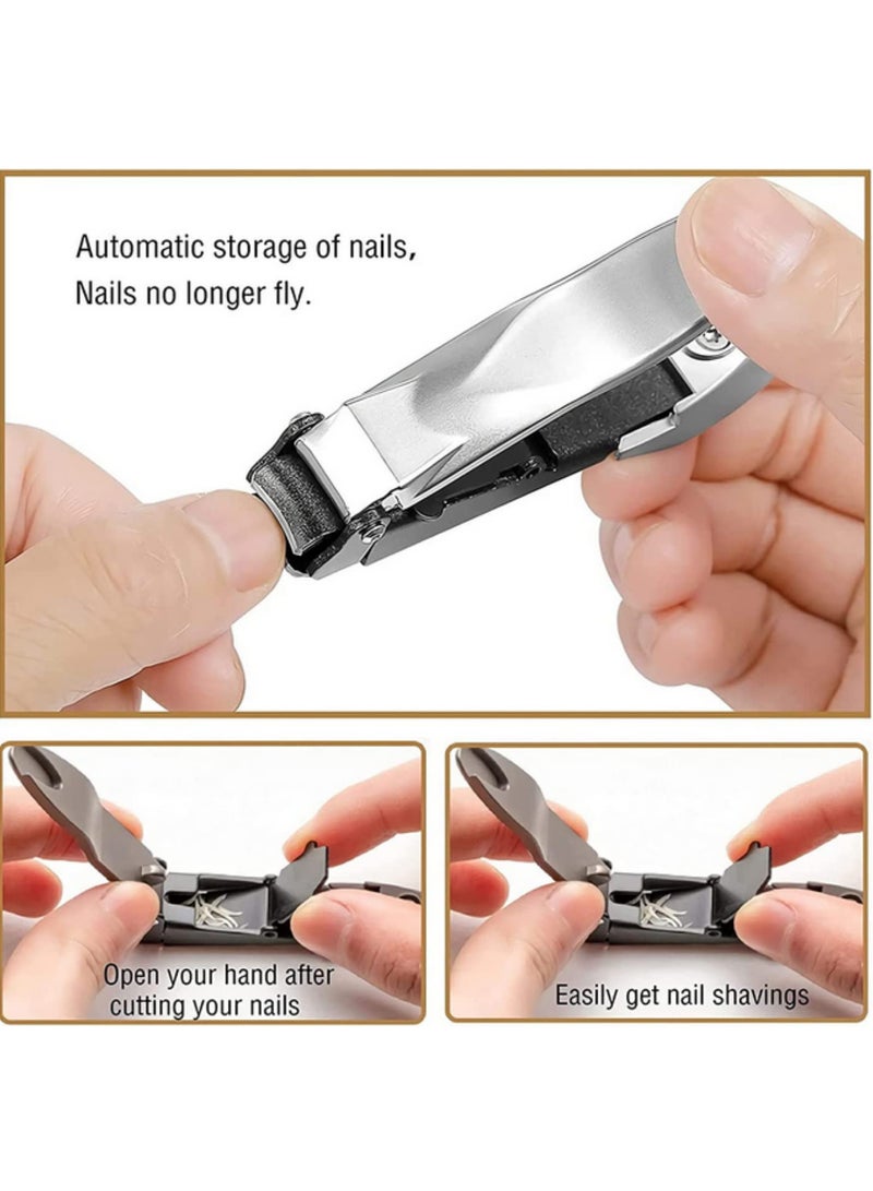Nail Clippers with Catcher for Thick Nails Large Fingernail and Toenail Clipper Trimmer Professional Nail Cutter for Easy Trimming and Shaping Complete Travel Nail Care Kit Included