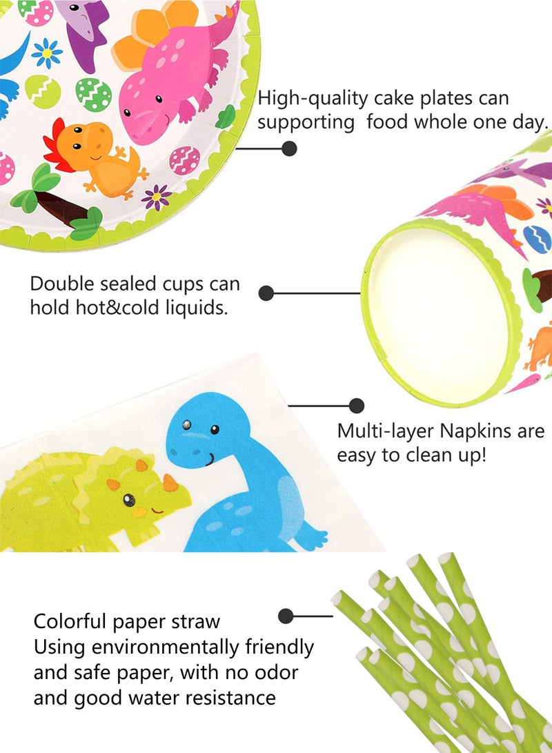 HomarKet 154 PCS Dinosaur Party Supplies - Dino Theme Birthday Party Decoration for Boys Birthday Banner Balloons Disposable Plates Cups Napkins Cutlery Bag Table Cover Tableware Utensils Serves 16 Guests  - Image 5