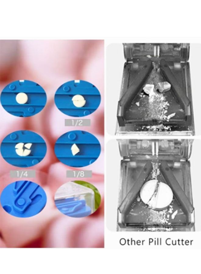 Small Pill Cutter, Splitter Cutter for or Large Pills, Portable Pill Crusher for Cuts Vitamins Tablets (Blue) - Image 4