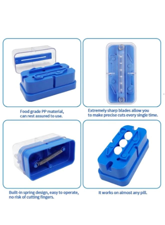 Small Pill Cutter, Splitter Cutter for or Large Pills, Portable Pill Crusher for Cuts Vitamins Tablets (Blue) - Image 3