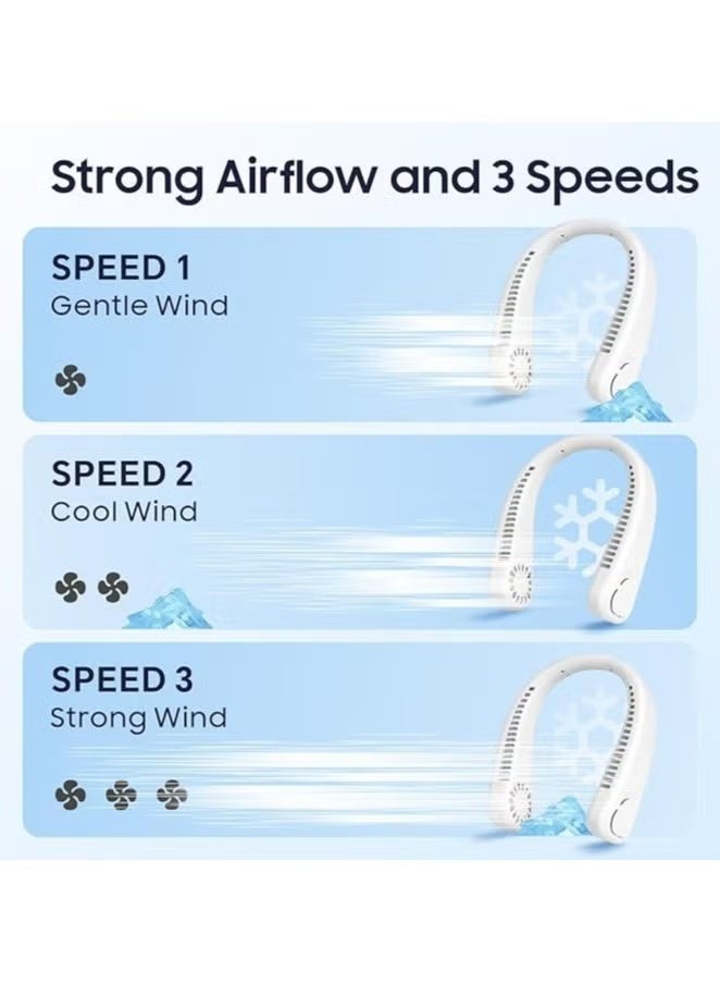 K3EDGE Portable Neck Fan – 360° Bladeless Personal Hanging Fan with 3 Speed USB Rechargeable Battery, Hands-Free Cooling for Sports, Travel, Outdoor & Indoor Use with LED Display - Image 2