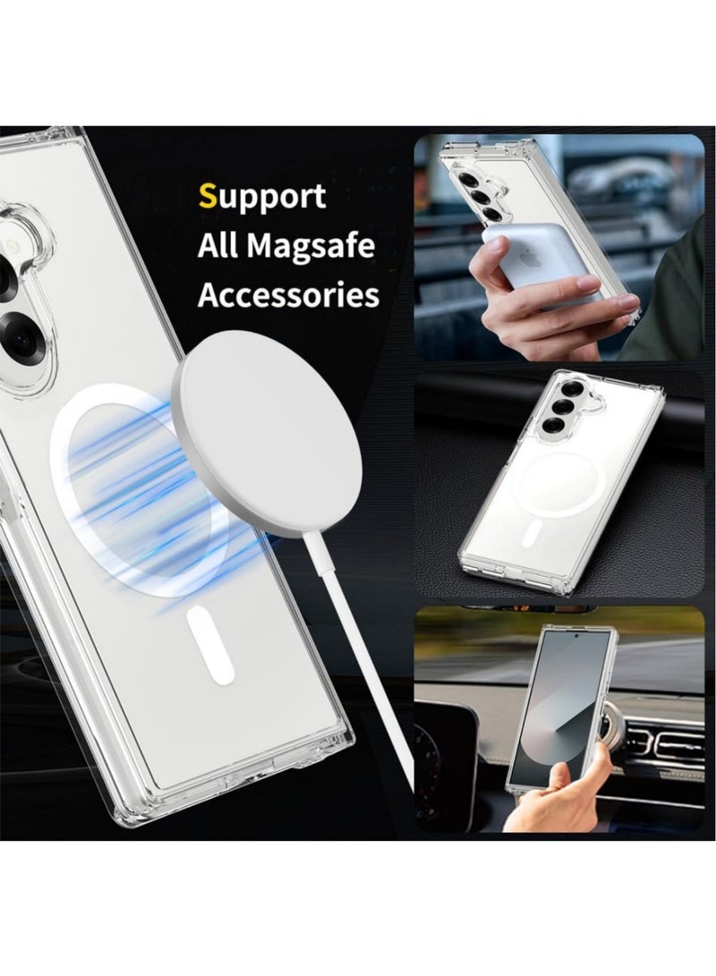 Aookay for Samsung Galaxy Z Fold 7 Magnetic Case, [Compatible with MagSafe] [Mil-Grade Protection] [Anti-Yellowing] Magnetic Slim Clear Shockproof Anti-Yellowing for Z Fold 7 (Clear) - Image 3