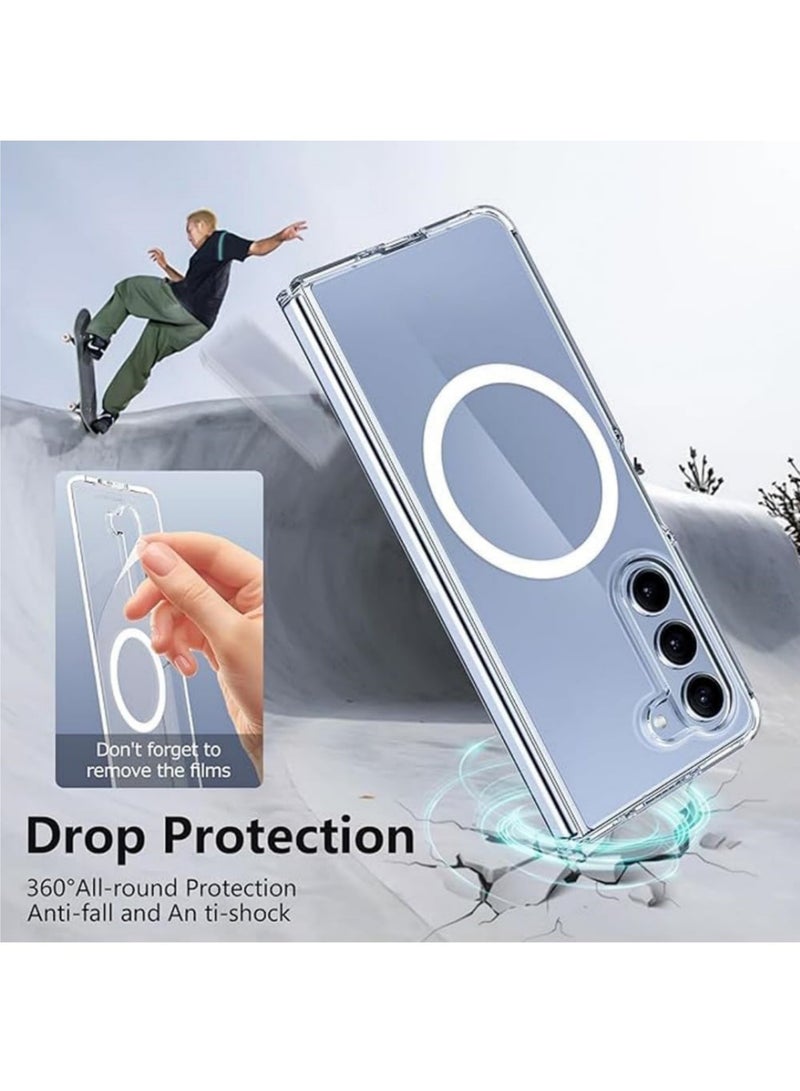Aookay for Samsung Galaxy Z Fold 7 Magnetic Case, [Compatible with MagSafe] [Mil-Grade Protection] [Anti-Yellowing] Magnetic Slim Clear Shockproof Anti-Yellowing for Z Fold 7 (Clear) - Image 5