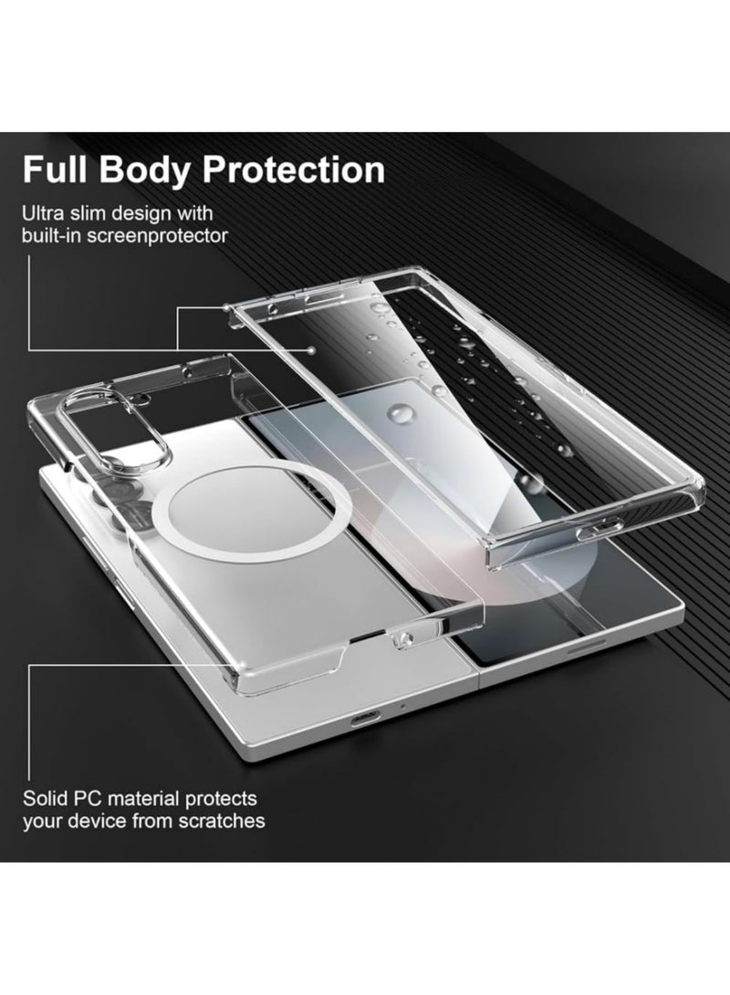 Aookay for Samsung Galaxy Z Fold 7 Magnetic Case, [Compatible with MagSafe] [Mil-Grade Protection] [Anti-Yellowing] Magnetic Slim Clear Shockproof Anti-Yellowing for Z Fold 7 (Clear) - Image 2