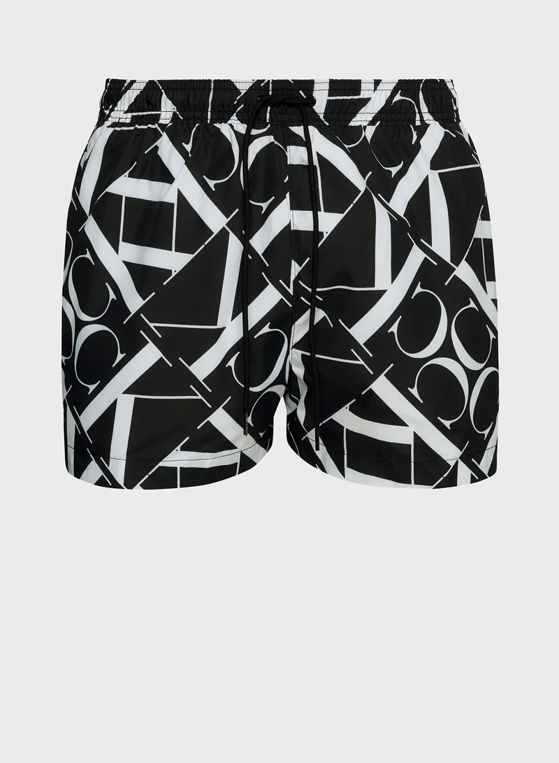 CALVIN KLEIN Short Drawstring Monogram Swim Shorts
