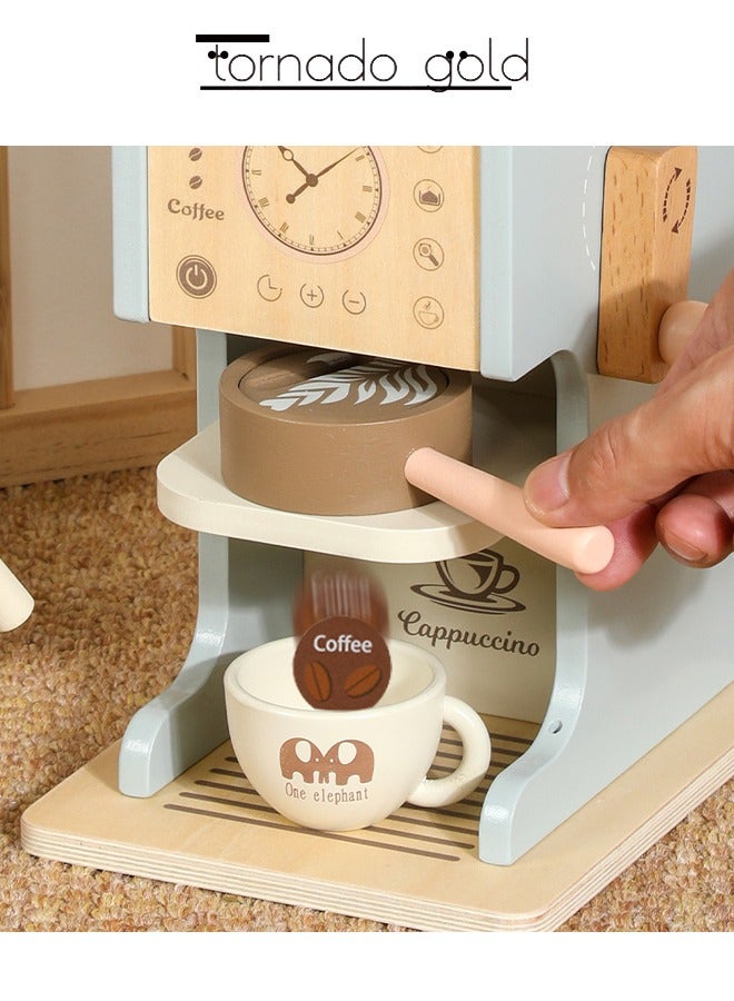 تورنيدو جولد آلة القهوة لعبة، مطبخ خشبي للأطفال، منزل اللعب، لعبة القهوة لعبة، مقهى محاكاة خشبي - Image 5