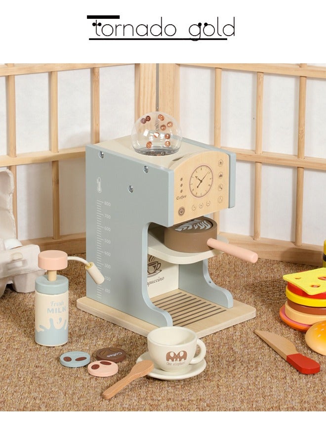 تورنيدو جولد آلة القهوة لعبة، مطبخ خشبي للأطفال، منزل اللعب، لعبة القهوة لعبة، مقهى محاكاة خشبي - Image 3