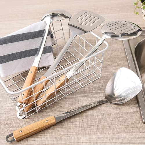 pepplo Spatula & Skimmer Tool Set, 304 Stainless Steel with Heat Resistant Wooden Handle Wok Utensils for Daily Use, 14 inch (Set of 2PCS) - Image 5