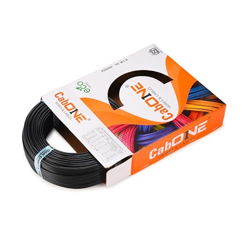 CabONE Lite 1.0 Sq mm Electrical Wire - 90m Blue Single Core CCA Copper Wire | Fire Retardant PVC Insulation for Domestic Wiring Black - Image 2