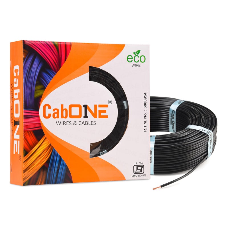 CabONE Lite 1.0 Sq mm Electrical Wire - 90m Blue Single Core CCA Copper Wire | Fire Retardant PVC Insulation for Domestic Wiring Black - Image 5