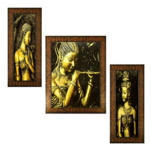 Indianara Set of 3 Modern Art Paintings (1774) Without Glass 6 X 13, 10.2 X 13, 6 X 13 INCH - Image 1
