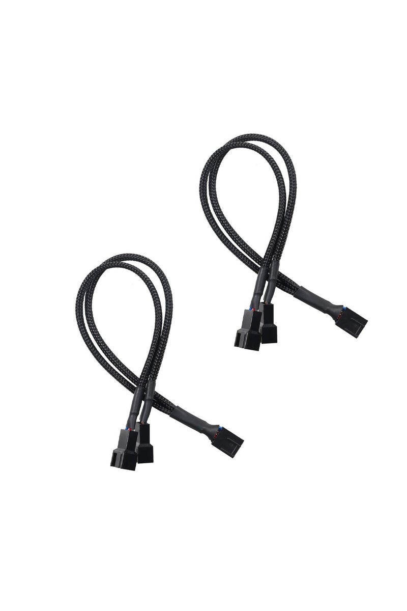 GNAFOTU 2 Pack PWM Fan Splitte Cable,1 to 2 PWM Fan Splitter Compatible with 3 & 4 Pin PC Cooling Fans,10.63 inch,Black - Image 1