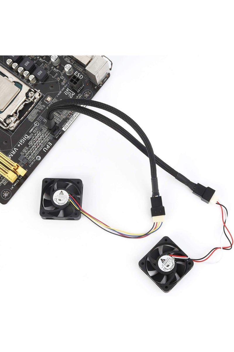 GNAFOTU 2 Pack PWM Fan Splitte Cable,1 to 2 PWM Fan Splitter Compatible with 3 & 4 Pin PC Cooling Fans,10.63 inch,Black - Image 4