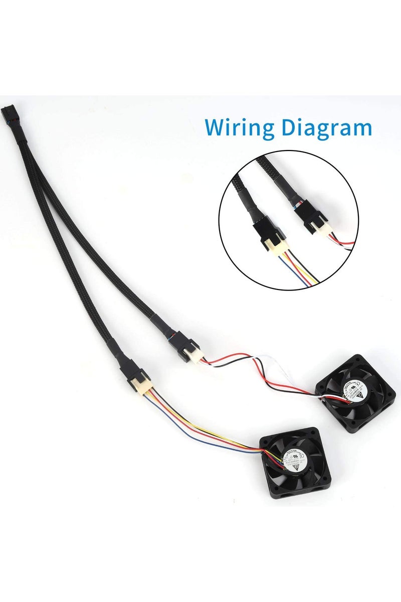 GNAFOTU 2 Pack PWM Fan Splitte Cable,1 to 2 PWM Fan Splitter Compatible with 3 & 4 Pin PC Cooling Fans,10.63 inch,Black - Image 5