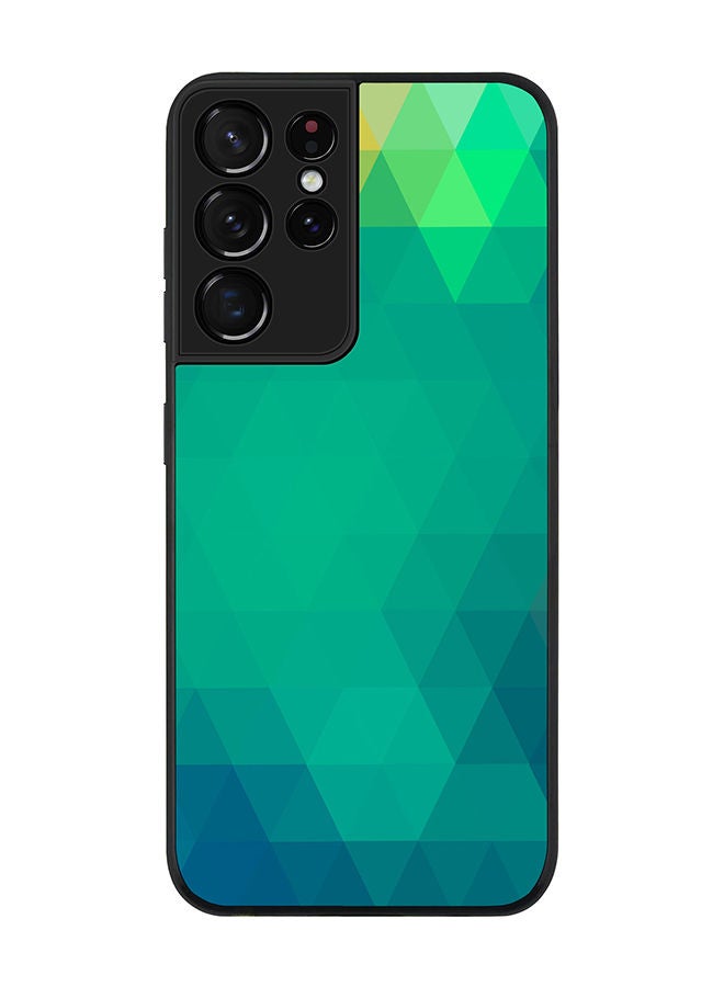 Stylizedd Rugged Black edge case for Samsung Galaxy S21 Ultra 5G Slim fit Soft Case Flexible Rubber Edges Anti Drop TPU Gel Thin Cover - Emerald Prism - Image 1