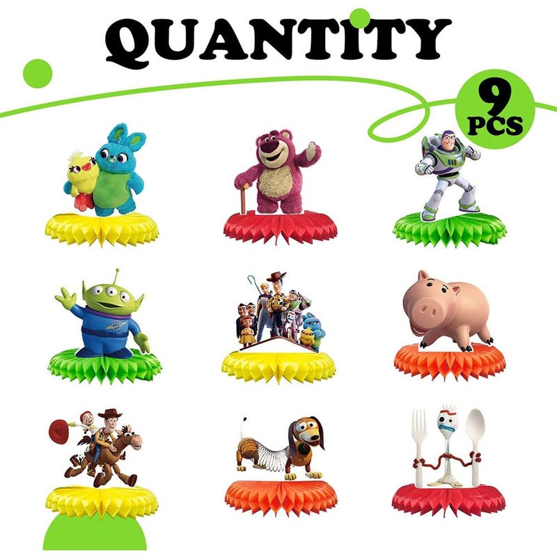 Tihufe For Toy Story Birthday Party Supplies , 9Pcs Honeycomb Centerpieces for Toy Story Party Decorations, Double Sided Table Decorations Centerpieces Party - Image 2