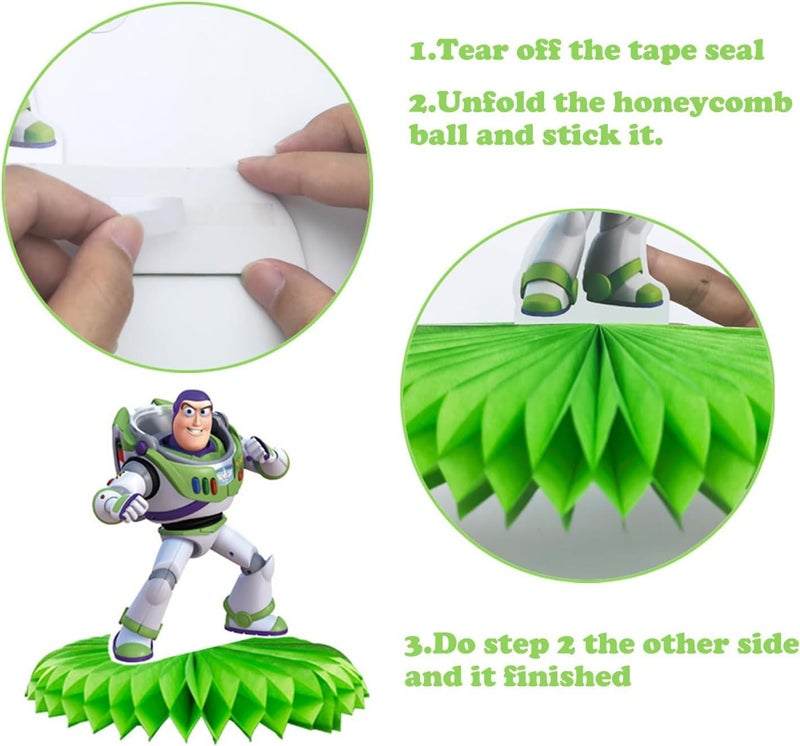 Tihufe For Toy Story Birthday Party Supplies , 9Pcs Honeycomb Centerpieces for Toy Story Party Decorations, Double Sided Table Decorations Centerpieces Party - Image 3