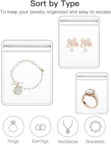 Nibbler 25 Pcs Jewellery Organiser Storage Pouches Clear Zip Lock Cover for Rings, Earrings, Necklace, Multipurpose use, etc. Transparent, Polyvinyl Chloride PVC (Style 3) - Image 3